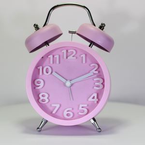 Relógio com alarme sino duplo clássico rosa 116mm